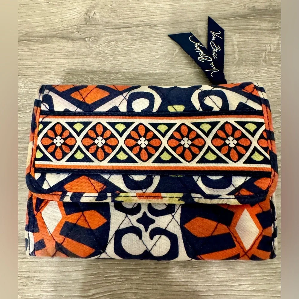 Vera Bradley Retired Pattern Euro Wallet: Orange, Blue, Green, White. Used